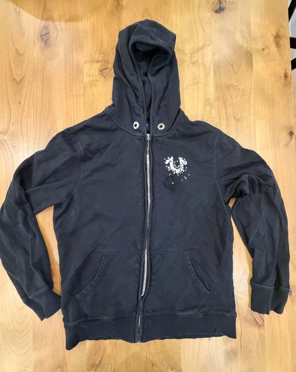 True Religion Zip Up Hoodie Black Large Y2K